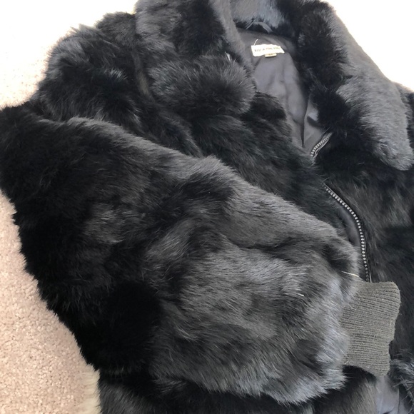 VINTAGE HYBRID BLACK/BROWN RABBIT FUR BOMBER J - Picture 2 of 8